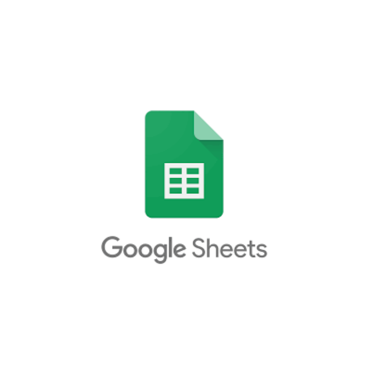 Google Sheets logo: Green document with a grid inside. "Google Sheets" text below.