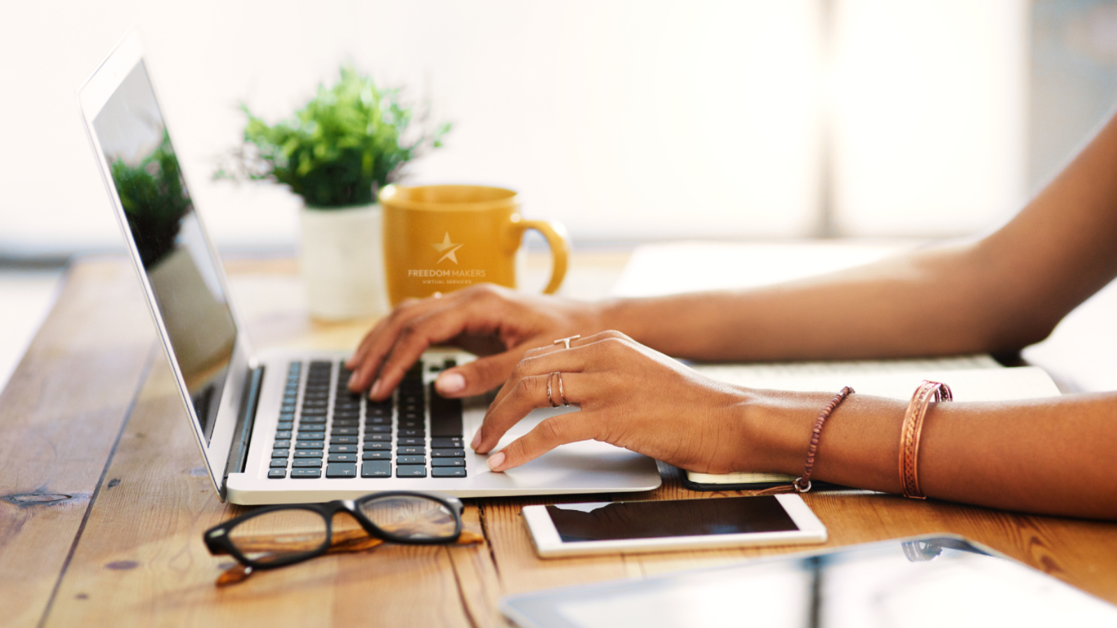 A virtual assistant supports her small business client