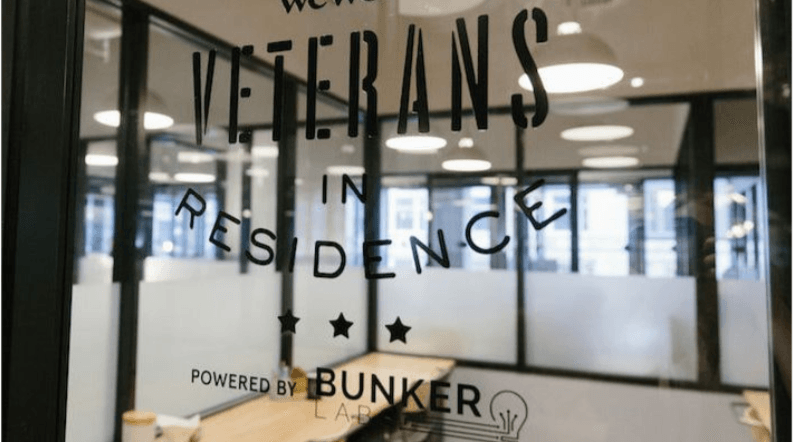 A window with the words veterans in residence written on it