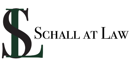 A logo for a law firm called schall at law