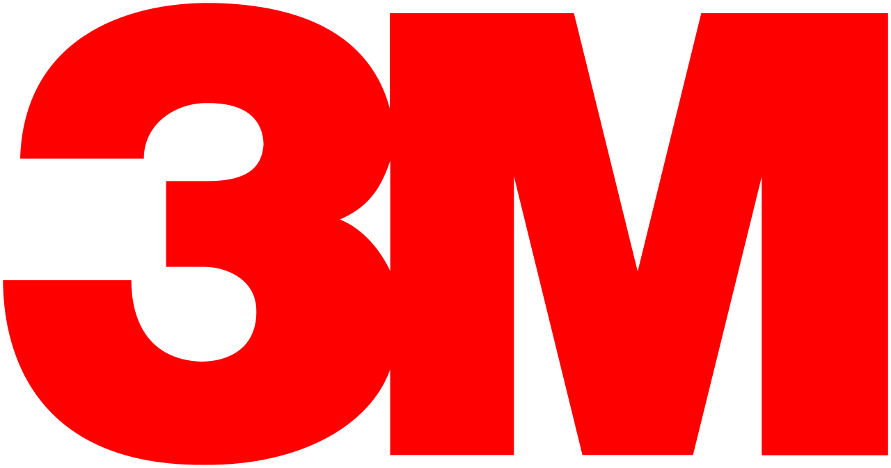 3M logo: Bold, red text on a white background.