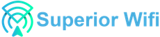 Logo for Superior Wifi with a wifi signal icon and the text "Superior Wifi".