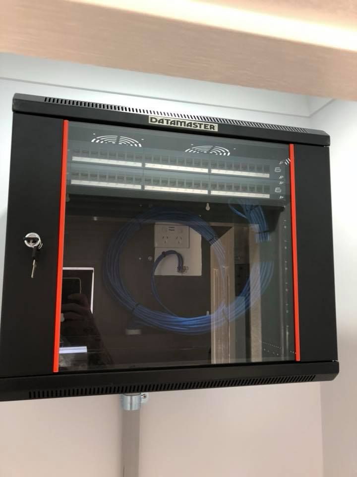 Data Connection Box in a New House — Commercial Electrician in Orange