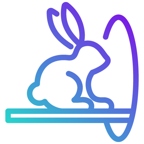 Un dessin au trait d'un lapin assis sur un bâton.
