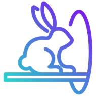 Un dessin au trait d'un lapin assis sur un bâton.