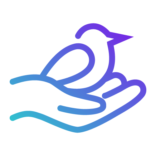 Une icône d'une main tenant un oiseau.