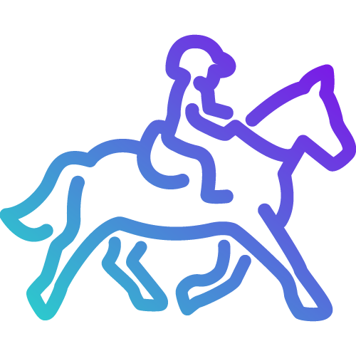 Un dessin au trait d'une personne chevauchant un cheval.