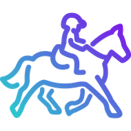 Un dessin au trait d'une personne chevauchant un cheval.