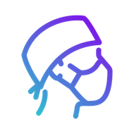 Un dessin au trait d'un chirurgien portant un masque et un chapeau.