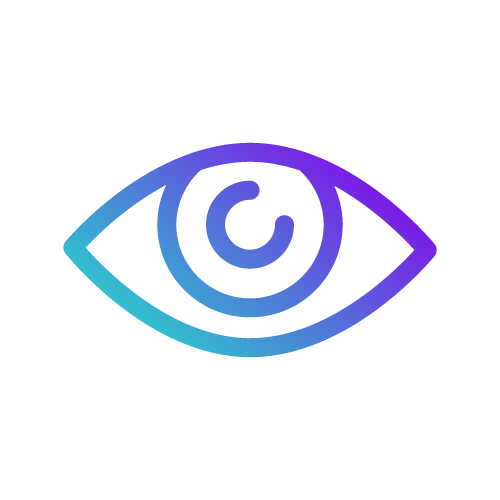 Une icône bleue et violette d'un œil avec un cercle au milieu.