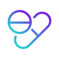 Un cœur violet et bleu avec un cercle au milieu.