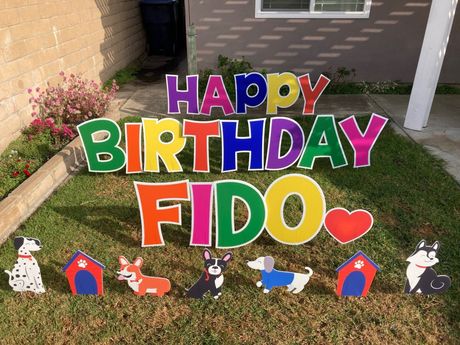 pet birthday yard card
