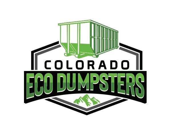 Green dumpster and text