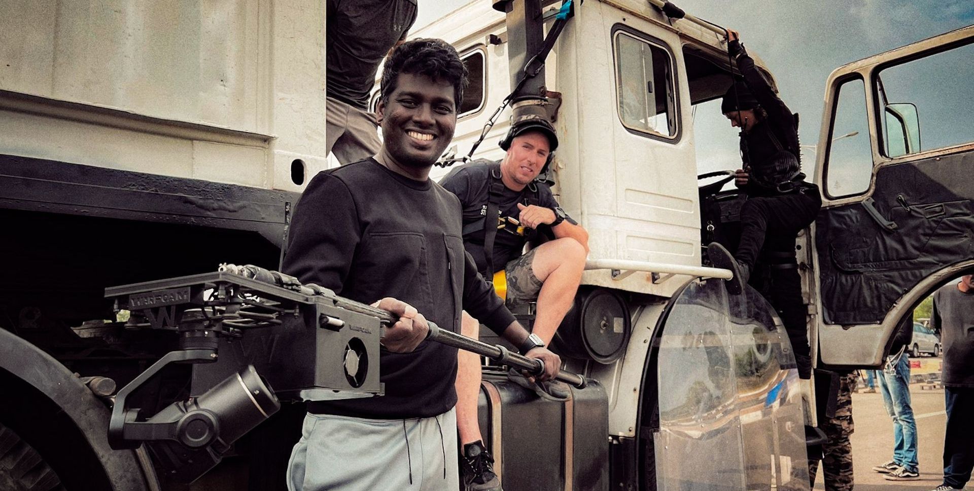 Ferdi on the set of 'Jawan' alongside director Atlee Kumar, wielding the innovative WarpCam technology to capture groundbreaking action sequences.