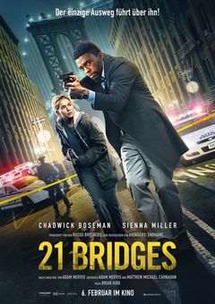 Movie poster of '21 Bridges' featuring dynamic WarpCam® shots by  Ferdi Fischer.