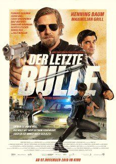 Vibrant poster for 'Der Letzte Bulle' showcasing Ferdi Fischer's multifaceted role as stunt coordinator, action director, WarpCam® operator, and fight coordinator.