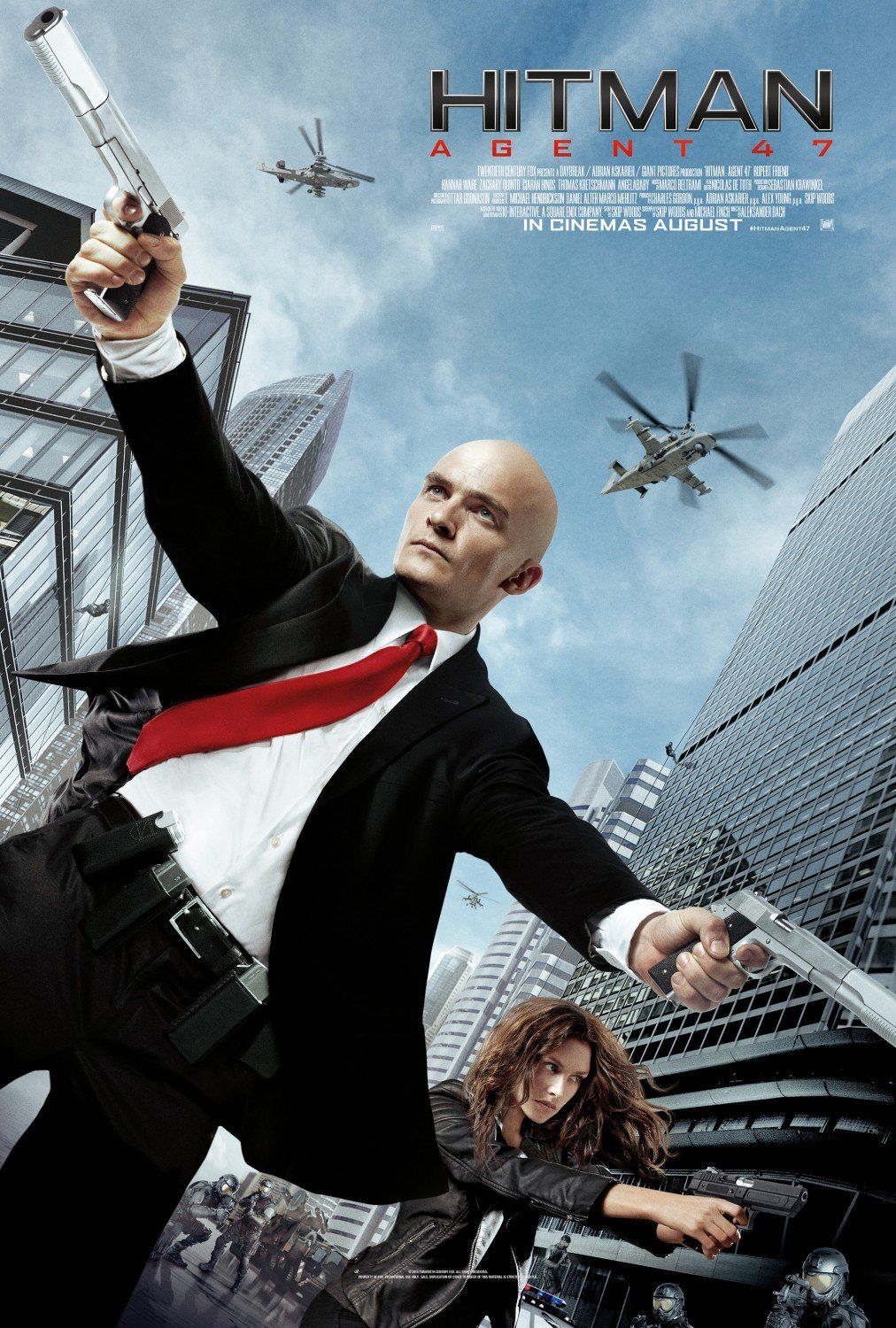 Poster for 'Hitman: Agent 47' featuring stunt and precision driving work by Ferdi Fischer.