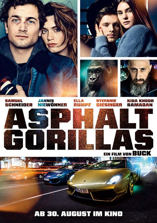Additional poster for 'Asphalt Gorillas' showcasing the action directed and fight coordination by Ferdi Fischer.