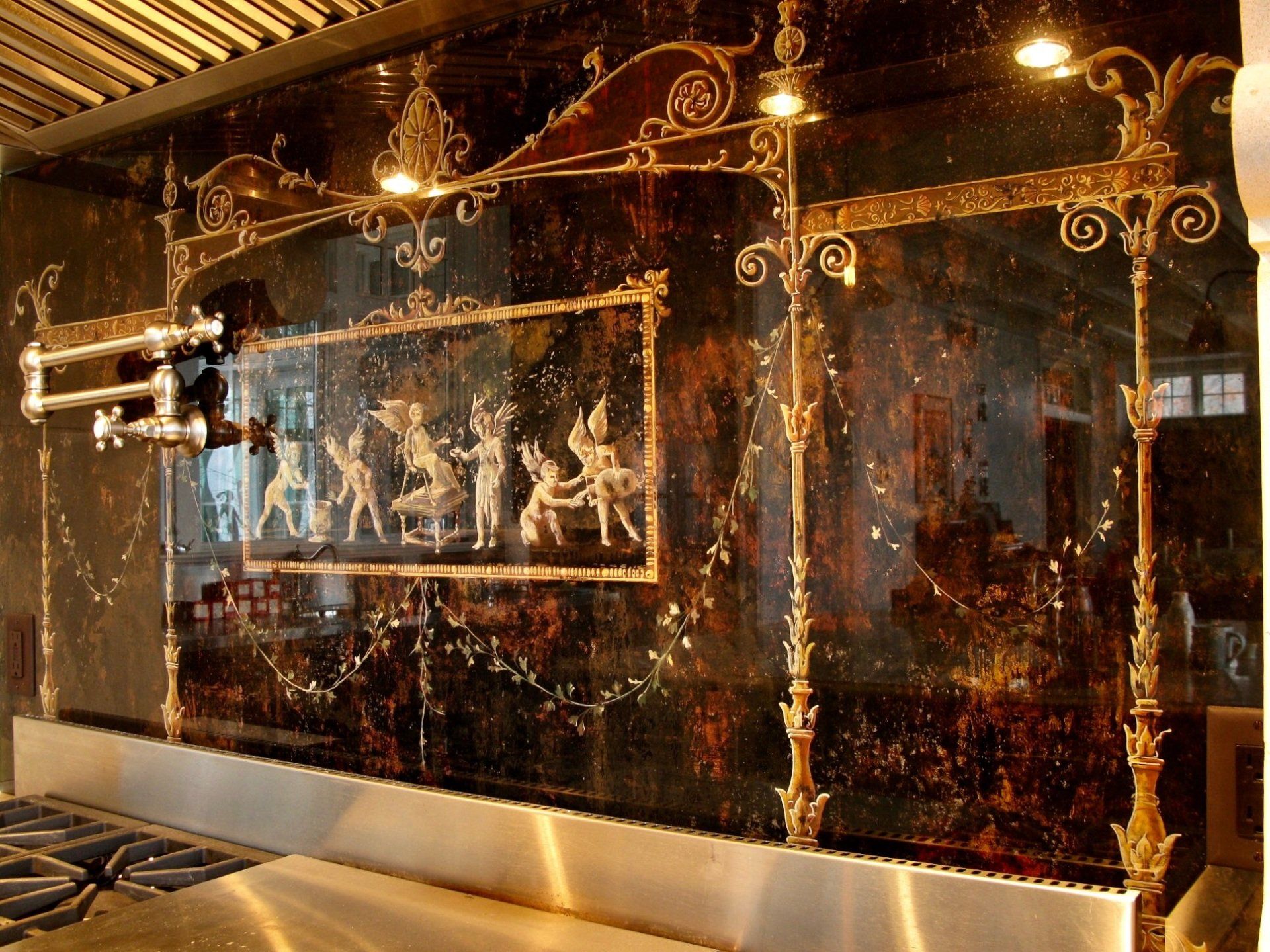 A wall with a picture on it that says ' a ' on it