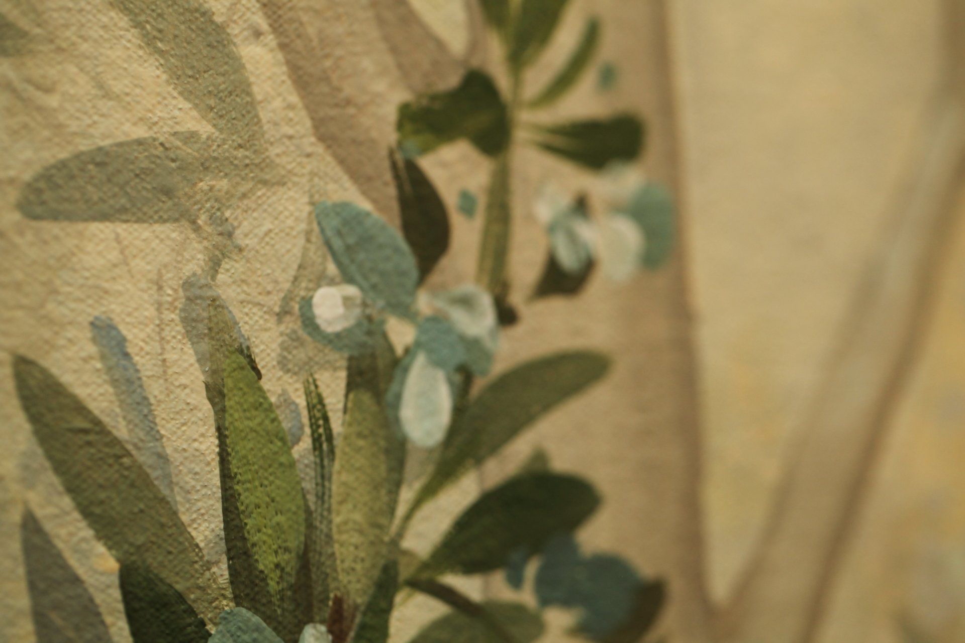 A close up of a curtain with flowers on it