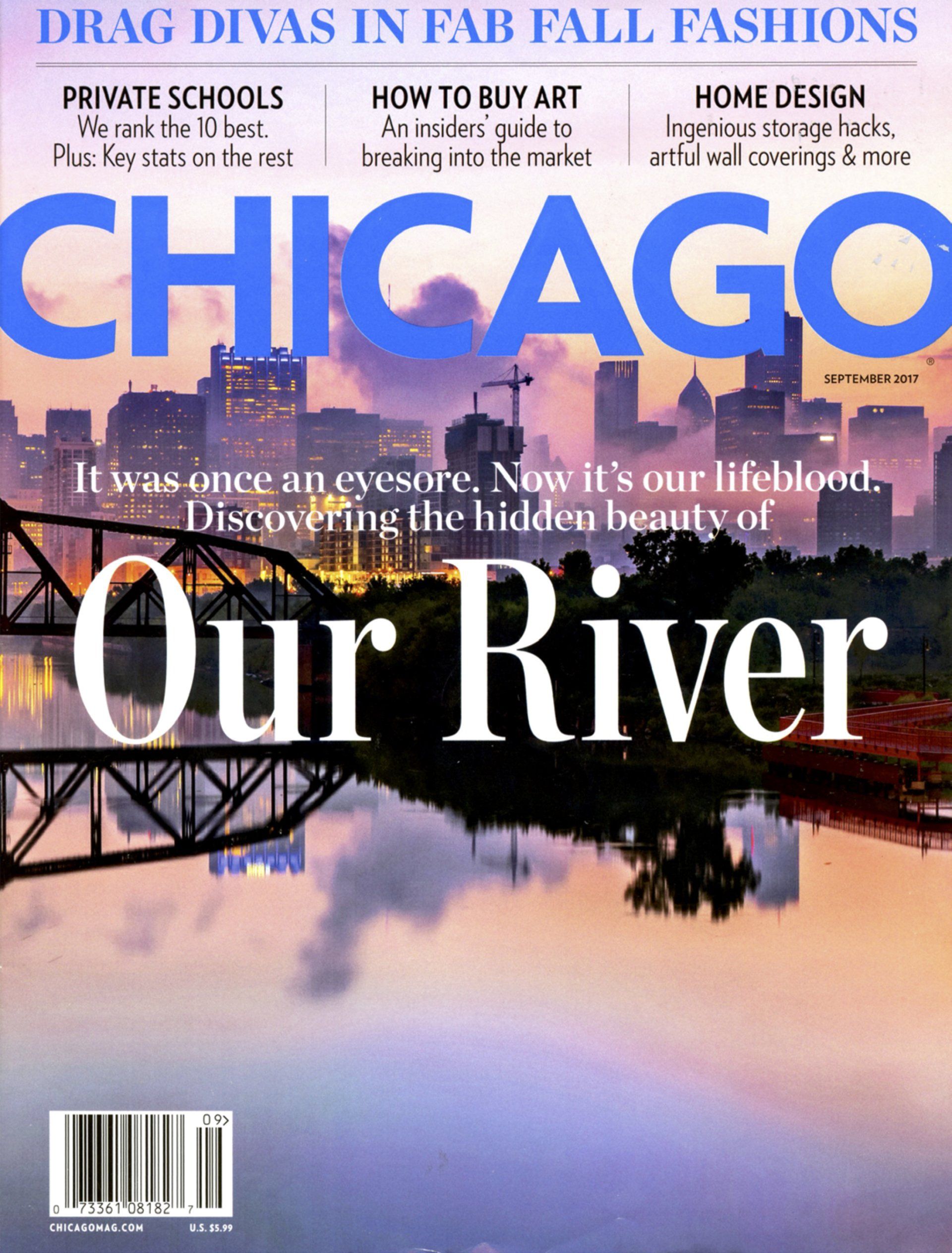 The cover of a magazine called chicago our river