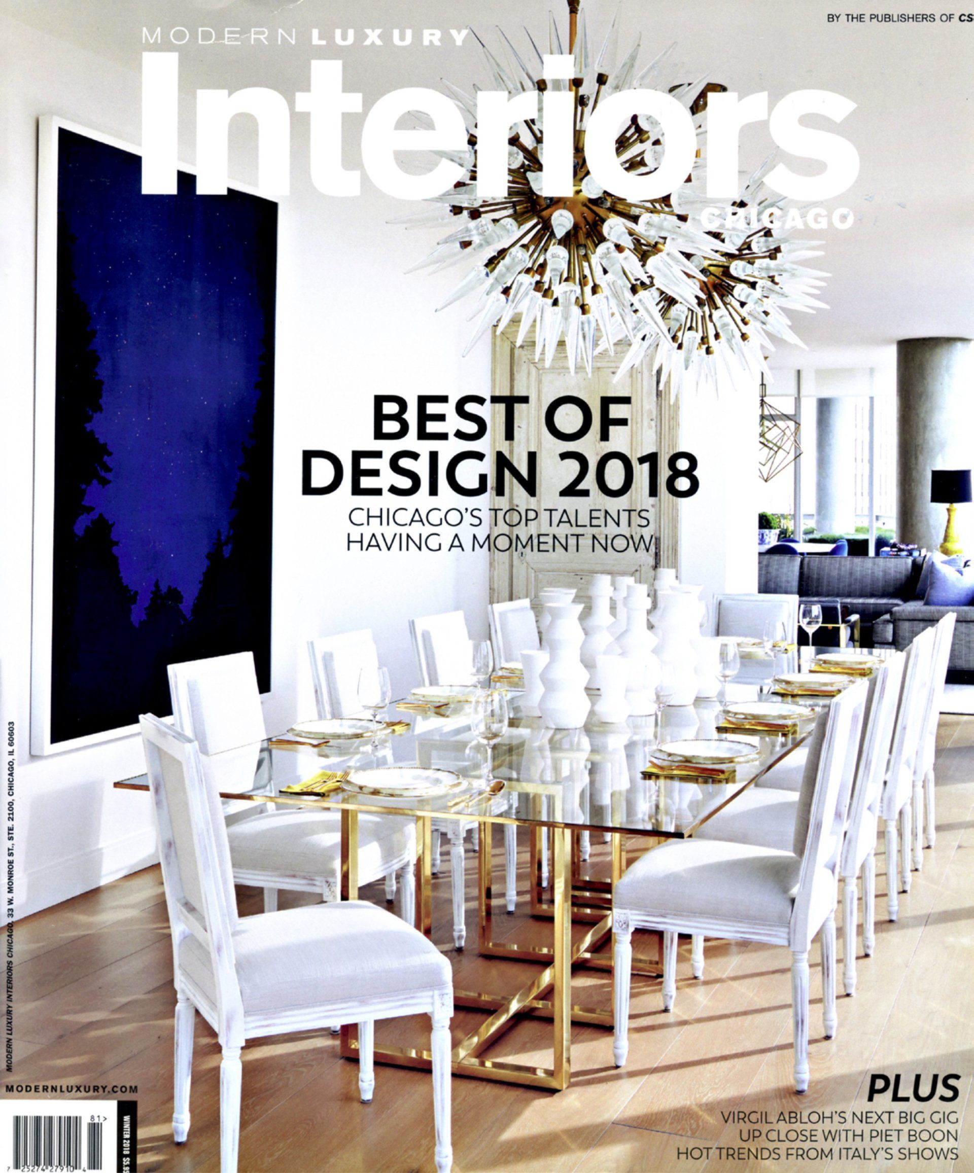 A magazine cover with a dining room table and chairs on it