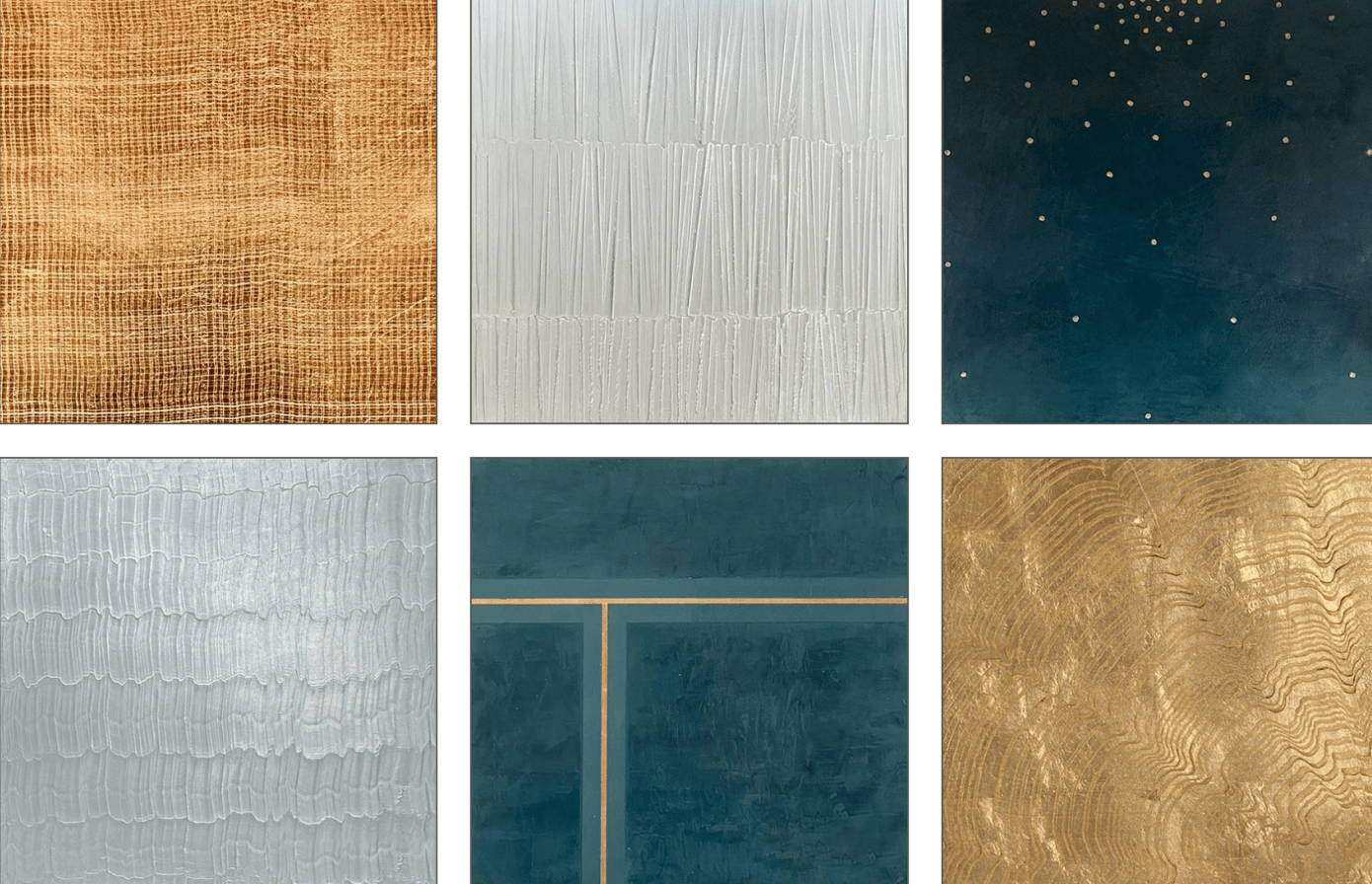 A collage of different types of tiles with different patterns and colors.