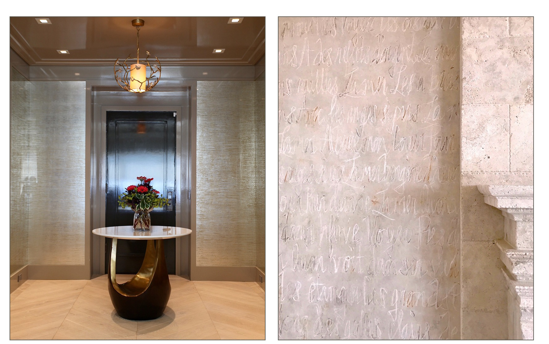 A picture of a table and a picture of a wall