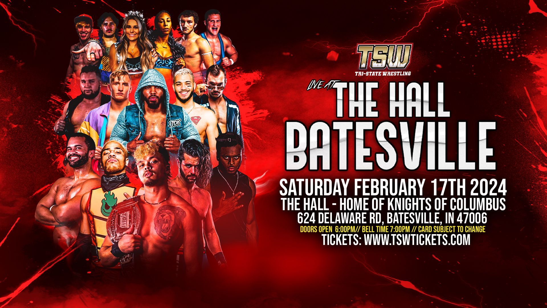 Event Graphic for Tri-State Wrestling Live at The Hall-Batesville on February 17