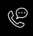 White phone icon with speech bubble containing three dots.