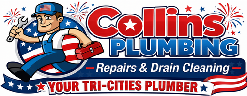 Collins Plumbing Logo with tagline 'Your Tri-Cities Plumber'