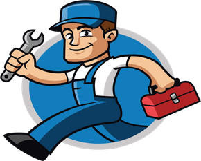 Collins Plumbing Logo Image - Running Plumber Man