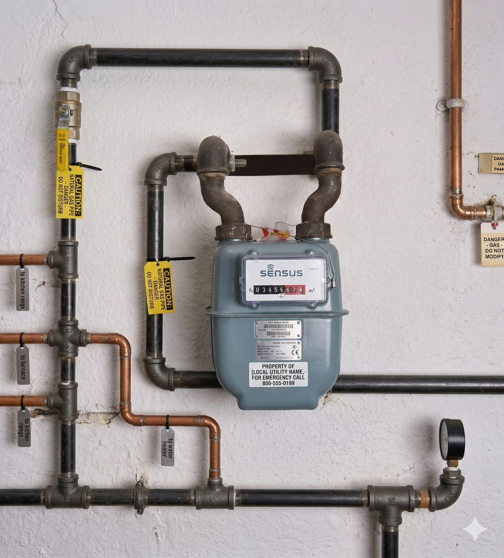 Natural Gas Meter & Pipes