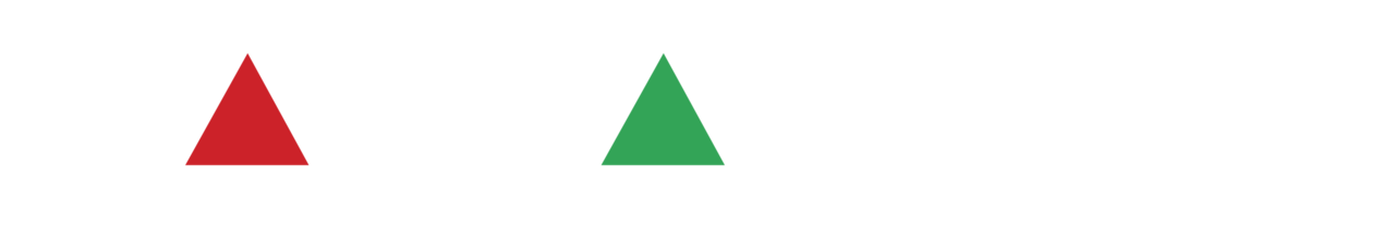 Un triangle rouge et un triangle vert sur fond blanc.