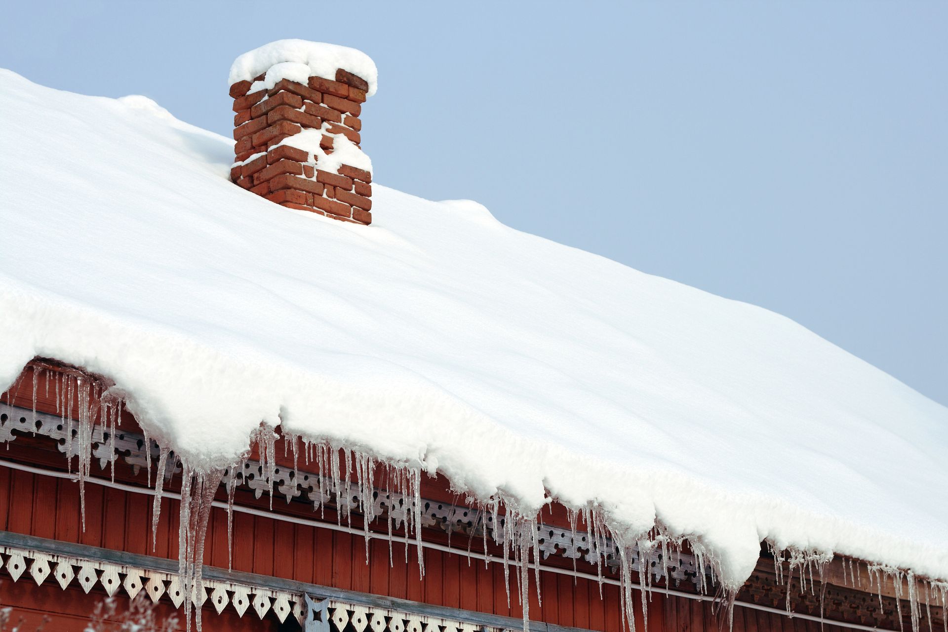 Thaw on a roof after a cold winter