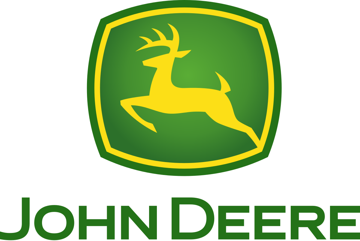 A john deere logo with a deer on it