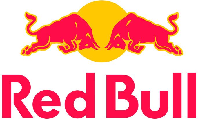 A red bull logo on a white background