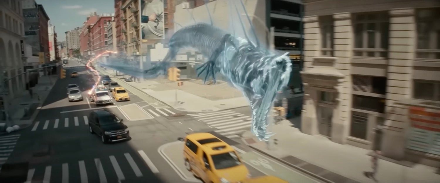 A ghostbusters frozen empire film clip drone scene behind the scenes