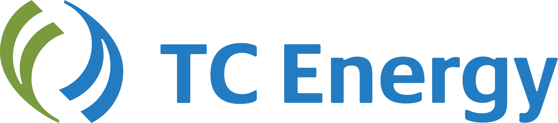 A blue and green logo for tc energy