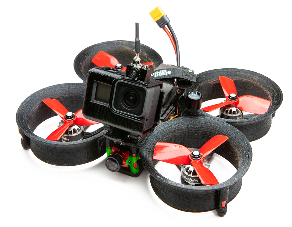 A small drone with a camera attached to it.