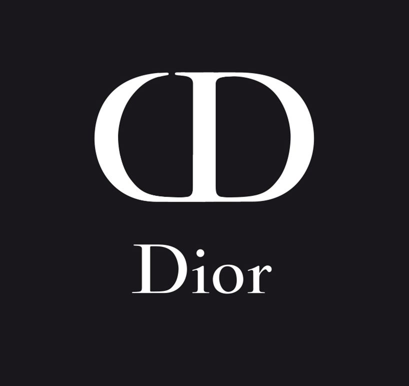 The dior logo is white on a black background.