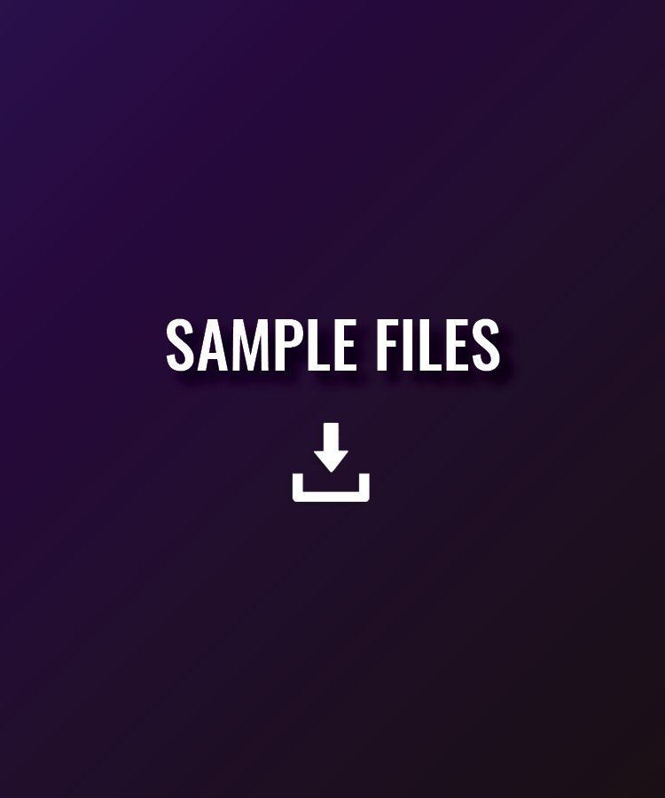A purple background with the words sample files and an arrow pointing down