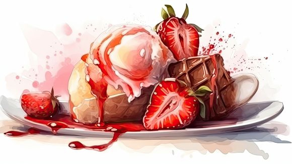 Foto von Eisteller mit Erdbeeren