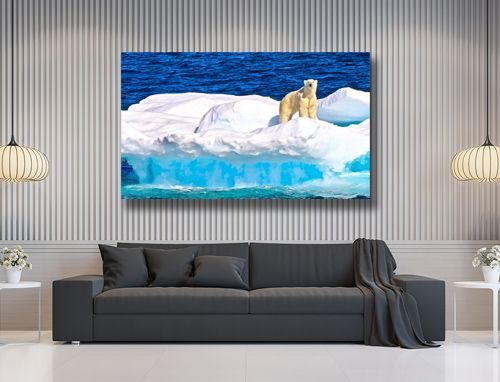Large aluminum polar bear print on wall