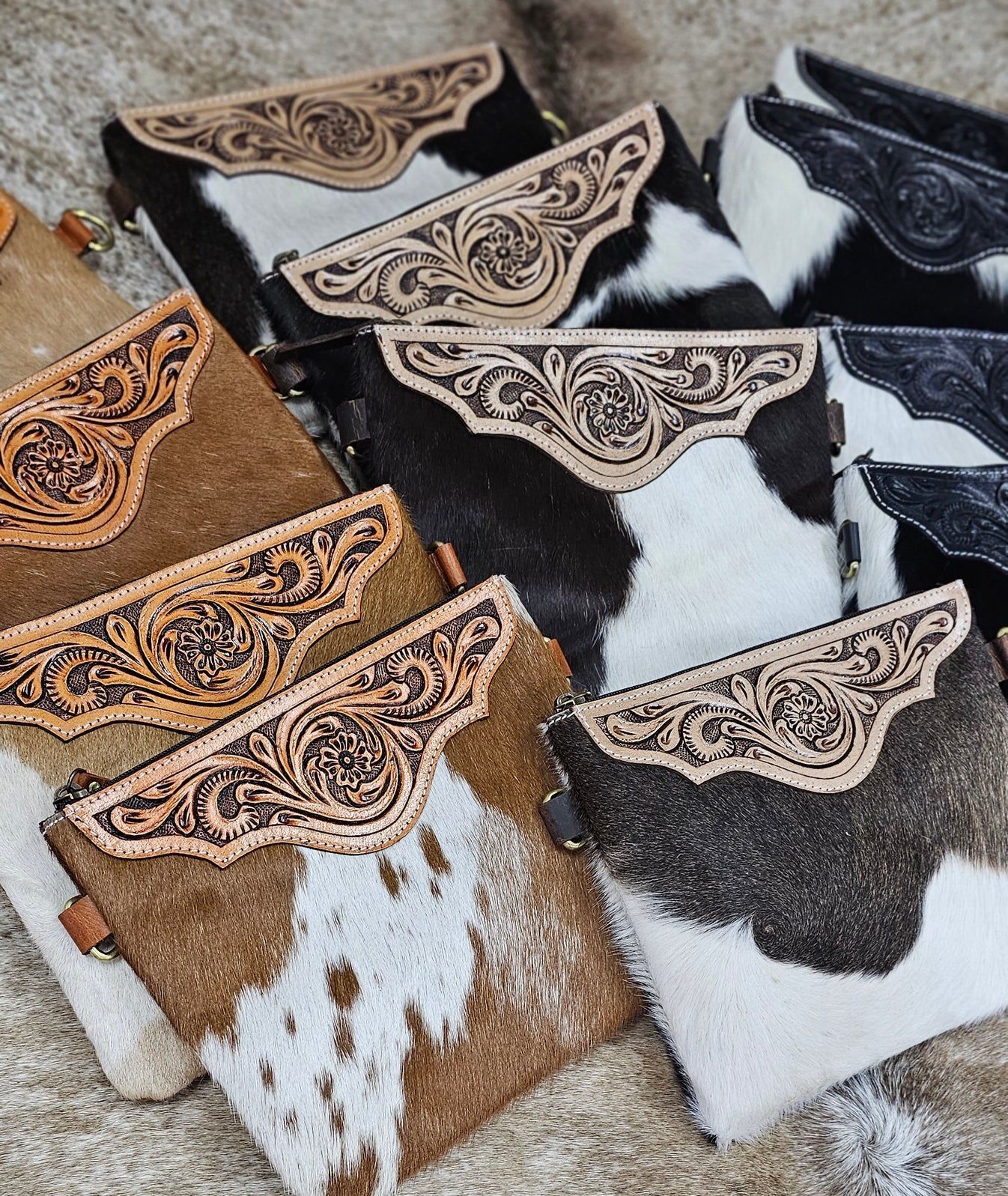 Brown Leather Crossbody Bag With Floral Tooling — Bushfire Road Collective in Mareeba ,QLD