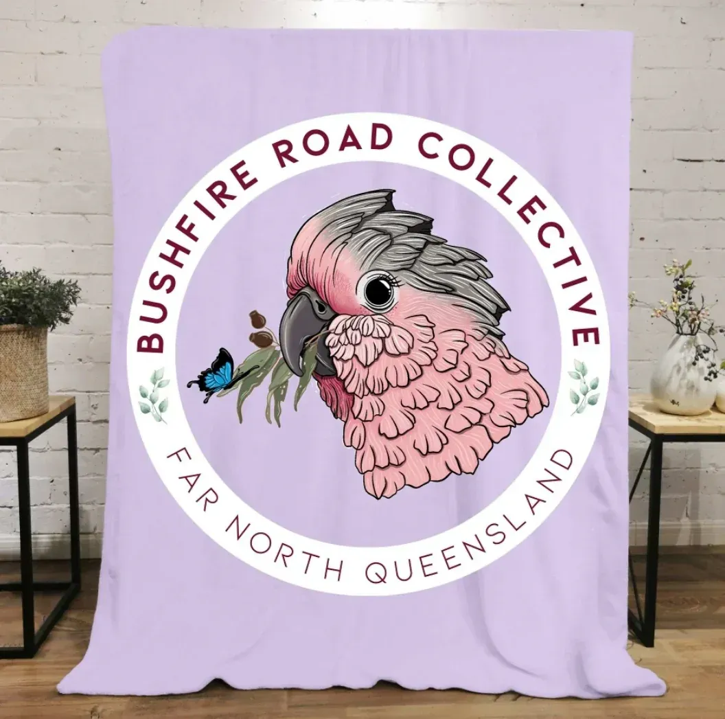 Lilac Blanket With Bushfire Road Collective Logo: Pink And Gray Cockatoo, Far North Queensland — Bushfire Road Collective in Mareeba ,QLD