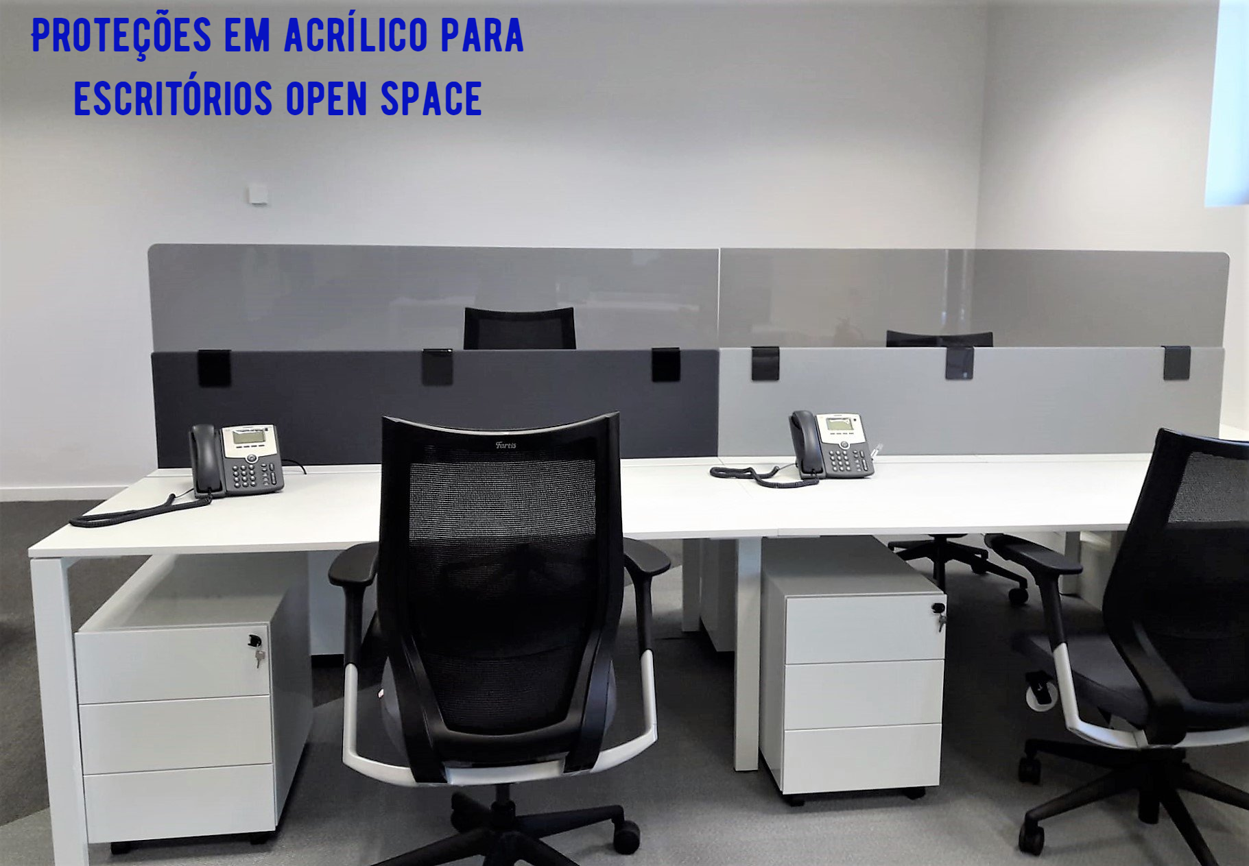 Proteções em acrílico para escritórios open space