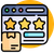 an icon of a website with three stars and a box .