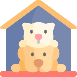 a cat and a dog are sitting in a house .