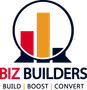 A logo for biz builders that says build boost convert